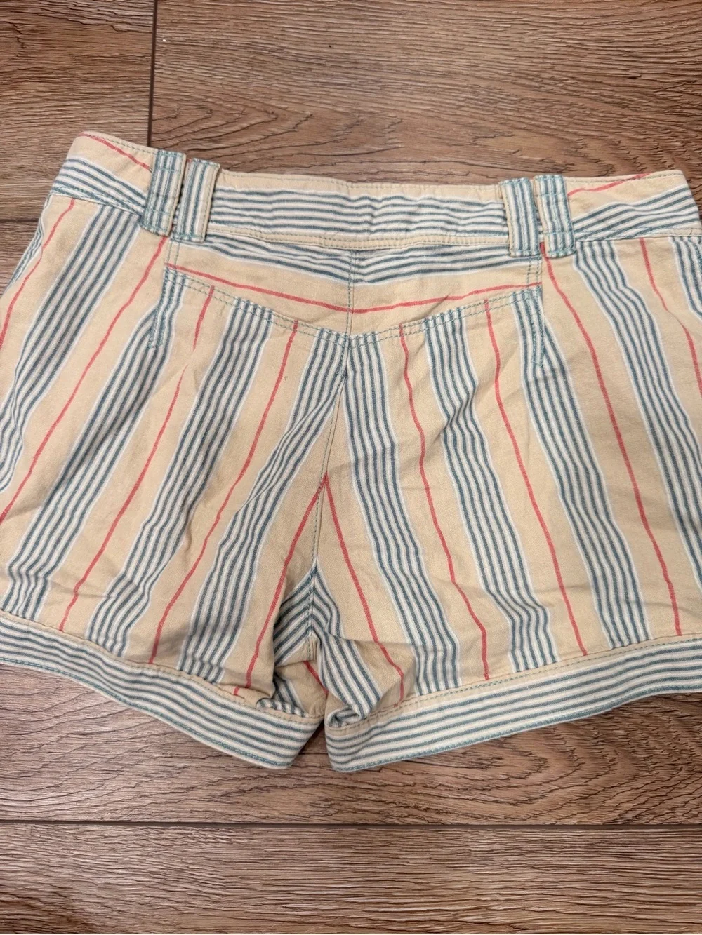 Anthropologie Beige Shorts with Blue & Red Stripes 0183 - Picture 4 of 6